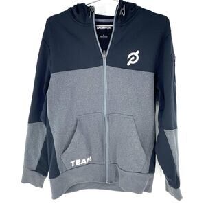 Peloton Team Hoodie Mens Sport Tek Full Zip Sweatshirt Gray Black Size Small